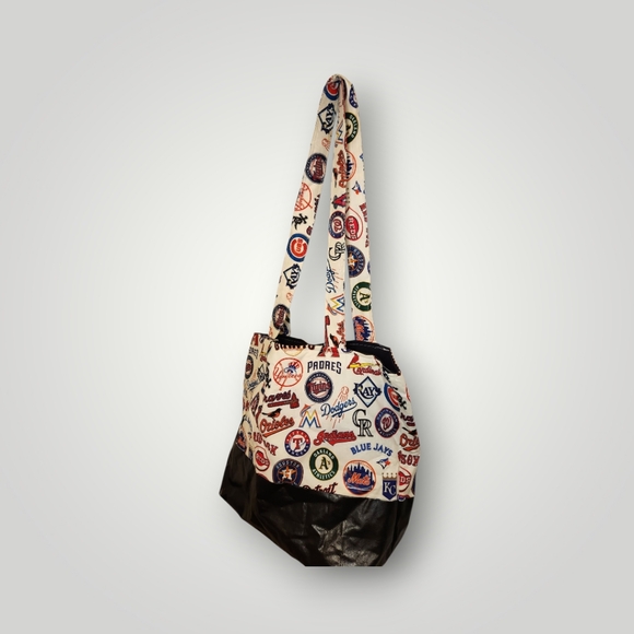 Handmade Mlb braves angels cubs baseball bag Multicolor Logo Tote Bag 18x16 - Picture 5 of 13